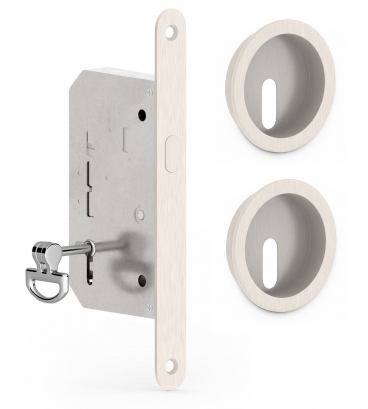 hákový zámek do posuvných dveří METAL-BUD okrouhlý, nikl kartáčovaný